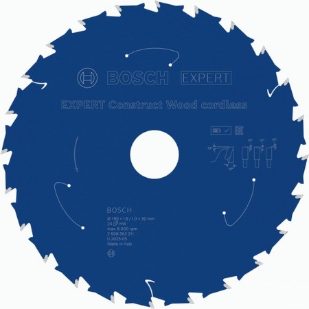 BOSCH Tarcza pilarska EXPERT Construct Wood cordless, 190 × 1,6 / 1 ×30 mm, T24 2608902211