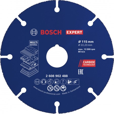 Bosch EXPERT Carbide Multi Wheel Węglikowa tarcza tnąca 115mm, 22,23mm 2608902488 Bosch EXPERT Carbide Multi Wheel Węglikowa tarcza tnąca 115mm, 22,23mm 2608902488