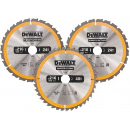 DeWALT DT1962 Zestaw 3 sztuk tarcz pilarskich do drewna 216 x 30mm