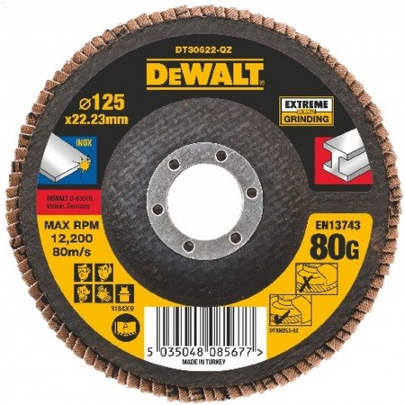 DeWALT DT30622 Tarcza listkowa EXTREME 125mm, 80gr DeWALT DT30622 Tarcza listkowa EXTREME 125mm, 80gr