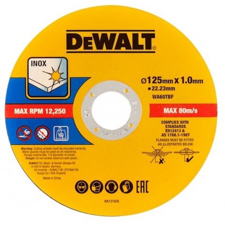 DeWALT DT20598 Standardowa tarcza tnąca 125 x1 x 22,2mm 50 szt DeWALT DT20598 Standardowa tarcza tnąca 125 x1 x 22,2mm 50 szt