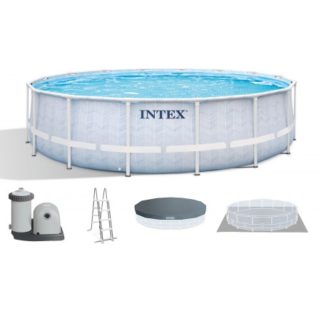 INTEX CHEVRON PRISM FRAME Okrągły basen 488×122 cm z filtrem kartuszowym 220–240V 26746NP INTEX CHEVRON PRISM FRAME Okrągły basen 488×122 cm z filtrem kartuszowym 220–240V 26746NP