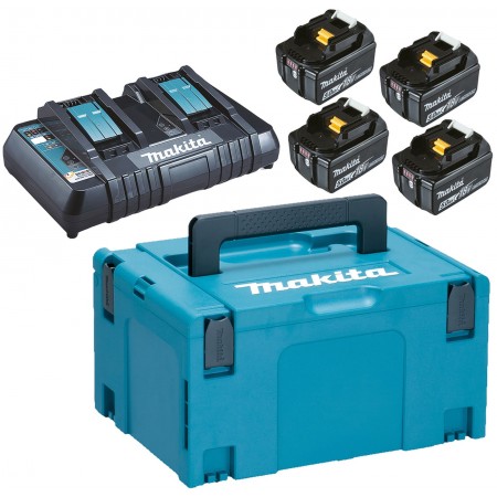 Makita 197626-8 akumulator 4xBL1850B + DC18RD + podwójna ładowarka Makpac 3