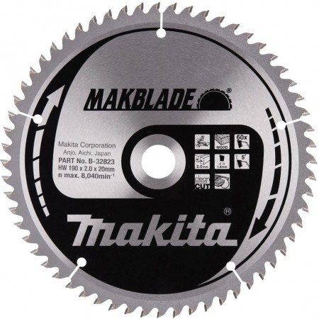 Makita B-32823 Tarcza pilarska do drewna MAKBLADE 190x2x20mm 60Z