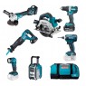 Makita DLX7018TX1 Aku zestaw narzędzi DDF484+DGA513+DHS661+DJR186+DML815+DMR115+DTD146