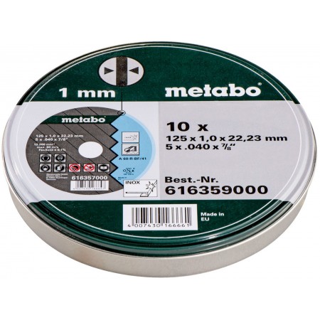 Metabo 10 tarcz tnących SP 125x1,0x22,23 Inox, TF 41 616359000