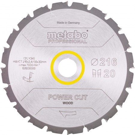 Metabo Piła tarczowa "Power Cut Wood - professional", 216x30, Z20 WZ 5° 628230000