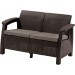ALLIBERT CORFU LOVE SEAT Sofa 2 osobowa, 128 x 70 x 79cm, brązowy/szaro-brązowy 17197359