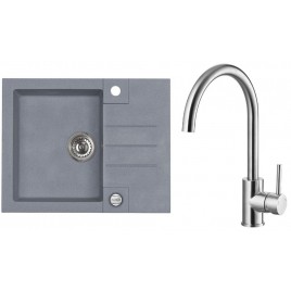 ALVEUS Zestaw ROCK 30 Zlewozmywak 595x475 mm + bateria ELZA, Steel 04 + stal