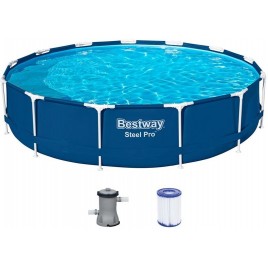 BESTWAY Steel Pro Basen stelażowy 396 x 84 cm, z filtracją kartuszową 5612E