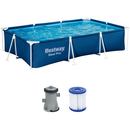 BESTWAY Steel Pro Basen stelażowy 300 x 201 x 66 cm, z filtracją kartuszową 56411