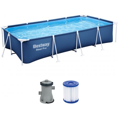 BESTWAY Steel Pro Basen stelażowy 400 x 211 x 81 cm, z filtracją kartuszową 56424