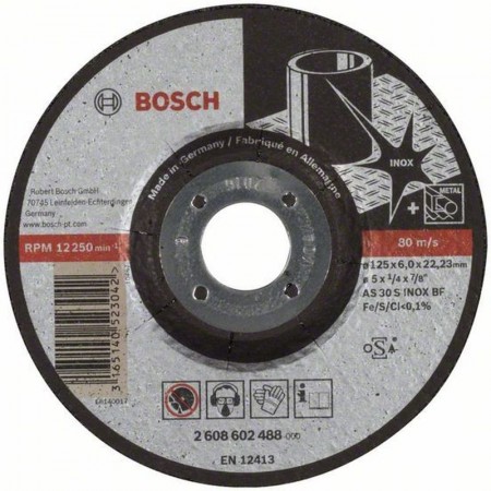 BOSCH Tarcze ścierne, wygięte do Inox, 125x22,23x6 mm 2608602488