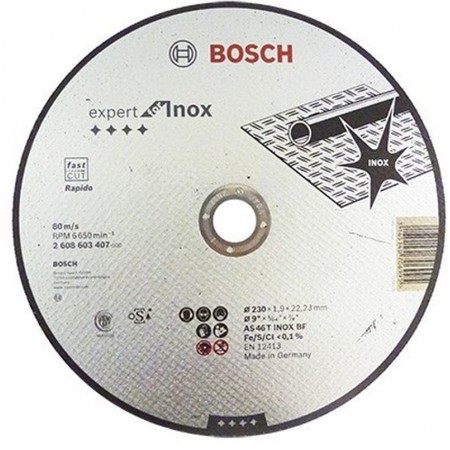 BOSCH Tarcza tnąca prosta Expert for Inox – Rapido, 230 mm, 1,9 mm 2608603407