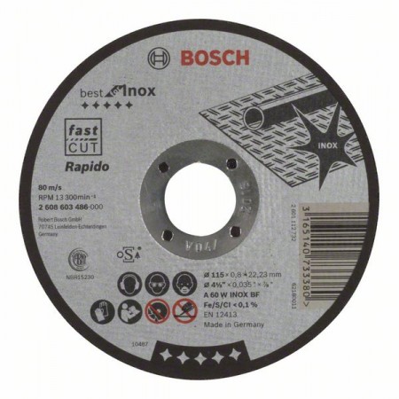 BOSCH A60WBF Inox Best tarcza korundowa 115x0.8mm, sztuk 1 2608603486