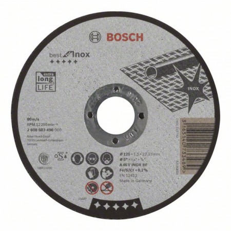 BOSCH Tarcza tnąca prosta Best for Inox,125mm,1,5mm, 2608603496