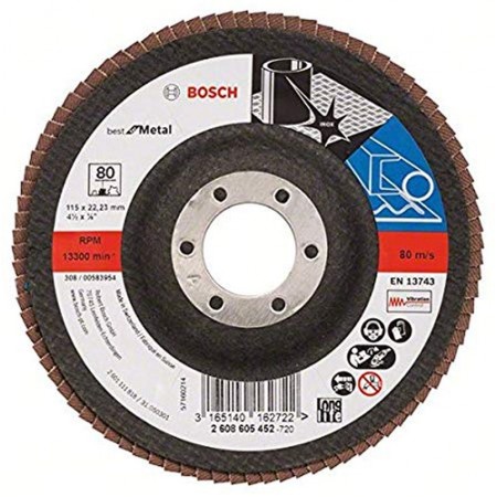 BOSCH Listkowa tarcza szlifierska X571, Best for Metal D115 mm, K80, wygięta 2608605452