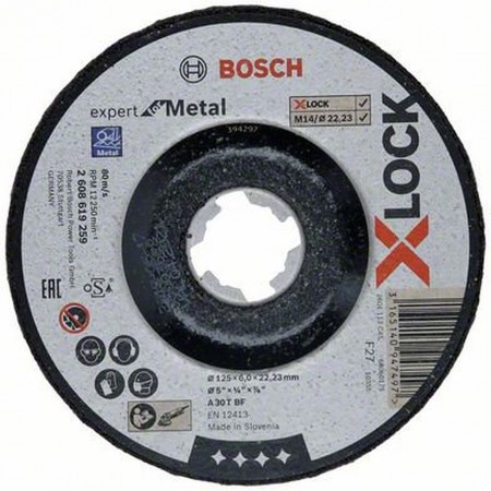BOSCH Tarcza do szlifowania metalu X-LOCK 125x6x22,2mm 2608619259