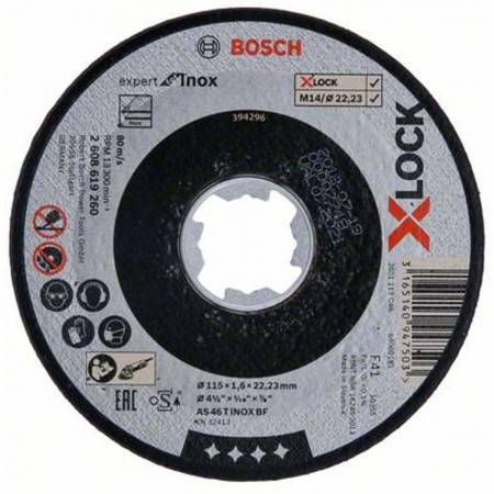 BOSCH X-LOCK Standard for Inox Tarcza tnąca prosta, 115×1×22,23 mm 2608619261