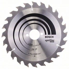 Bosch Tarcza pilarska Optiline Wood 190 x 30 x 2,6 mm, 24 2608640615