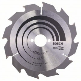 Bosch Tarcza pilarska Optiline Wood 190 x 30 x 2,6 mm, 12, 2608641187