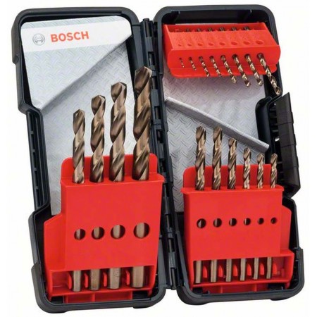 BOSCH 18-częściowy zestaw wierteł do metalu HSS-Co Toughbox, DIN 338, 135° 2607017047