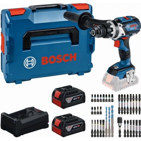 BOSCH GSB 18V-110 C PROFESSIONAL Zestaw narzędzi, 2× 5,0 Ah +GAL + zestaw bitów 0615A500E0 BOSCH GSB 18V-110 C PROFESSIONAL Zestaw narzędzi, 2× 5,0 Ah +GAL + zestaw bitów 0615A500E0