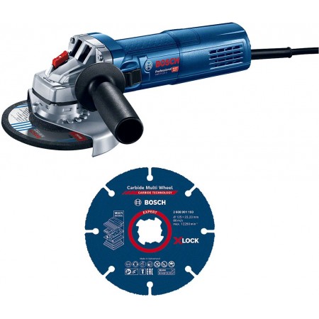 BOSCH GWS 9-125 S PROFESSIONAL Szlifierka kątowa + 1x tarcza do cięcia X-LOCK 0615990N3G