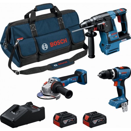 BOSCH PROFESSIONAL Zestaw narzędzi18V GSB+GBH+GWS+2× 5.0+GAL18V-40 0615A002M4 BOSCH PROFESSIONAL Zestaw narzędzi18V GSB+GBH+GWS+2× 5.0+GAL18V-40 0615A002M4
