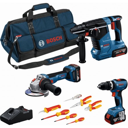 BOSCH PROFESSIONAL zestaw narzędzi GSB+GWS+GBH+3×5,0Ah + wkrętaki i szczypce 0615A5007H BOSCH PROFESSIONAL zestaw narzędzi GSB+GWS+GBH+3×5,0Ah + wkrętaki i szczypce 0615A5007H