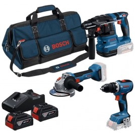 BOSCH Zestaw narzędzi PROFESSIONAL GSB + GBH + GWS + 3× 5,0 Ah 0615A500AH
