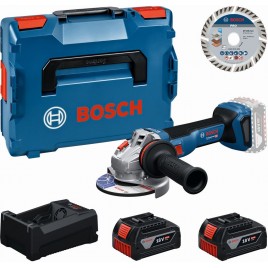 BOSCH GWS 18V-11 S PROFESSIONAL Zestaw narzędzi, 2× GBA 5.0Ah + tarcza + L-BOXX 0615A500E6