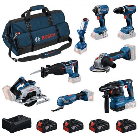 BOSCH Zestaw narzędzi PROFESSIONAL 18V GSB+GDR+GBH+GWS+GKS+GSA+GOP+GLI+4×5,0 Ah 0615V00061 BOSCH Zestaw narzędzi PROFESSIONAL 18V GSB+GDR+GBH+GWS+GKS+GSA+GOP+GLI+4×5,0 Ah 0615V00061