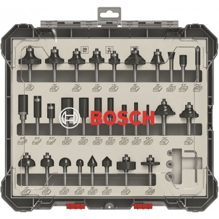 BOSCH Mieszany zestaw frezów z trzpieniem 1/4", 30 szt. 2607017476