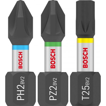 BOSCH Zestaw bitów do wkrętarki PRO Impact, PH2(x5)/PZ2(x5)/T20(x5)/T25(x5)/T30(x5), 25 mm