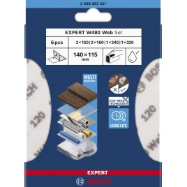 BOSCH Zestaw arkuszy do szlifowania ręcznego EXPERT W480 Web 1/4, 6 szt. 2608902431