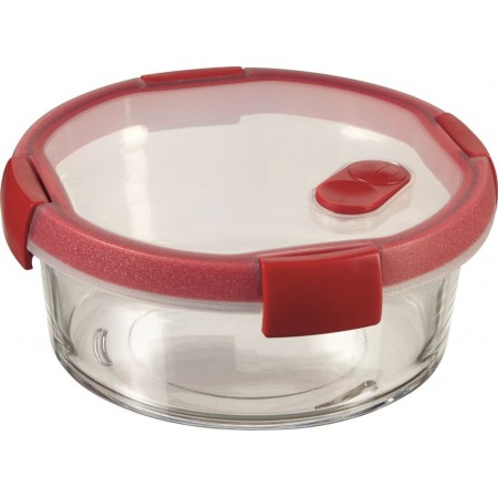 CURVER SMART COOK 0,6 L Pojemnik okrągły szklany 16x7cm transparentny/czerwony 00117-472