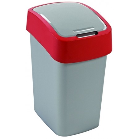 CURVER FLIP BIN 10L Kosz na śmieci 35 x 18,9 x 23,5 cm srebrny/czerwony 02170-547