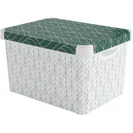 CURVER DECO STOCKHOLM L Pojemnik 39,5 x 29,5 x 24 cm zielone liście 04711-Y89