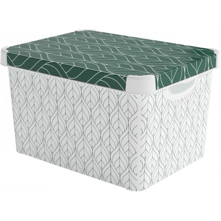 CURVER DECO STOCKHOLM L Pojemnik 39,5 x 29,5 x 24 cm zielone liście 04711-Y89