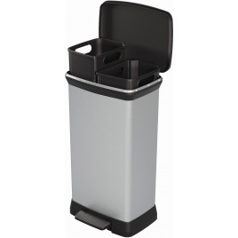 CURVER DECO BIN DUO 23L+23L Kosz na śmieci 39 x 29 x 72 cm srebrny 08680-582