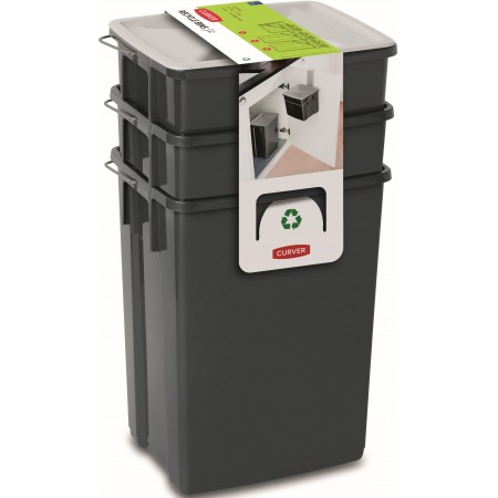CURVER BIOBOX 2x10L+6L Zestaw pojemników na odpady czarny 08993-840