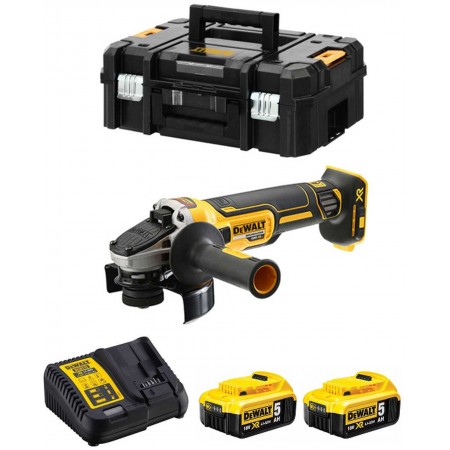 DeWALT DCG405P2 Aku Szlifierka kątowa 125mm, XR (18V/2x5,0Ah) Tstak