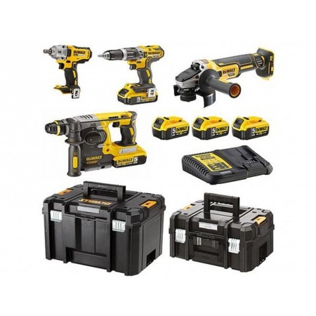 DeWALT DCK428P3T Zestaw narzędzi (DCD796+DCH273+DCG405+DCF894+3x 18V/5,0Ah) 2xTstak