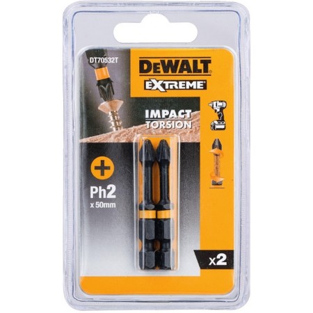 DeWALT DT70532T Zestaw Bitów Bity Ph2x50mm, 2szt DeWALT DT70532T Zestaw Bitów Bity Ph2x50mm, 2szt