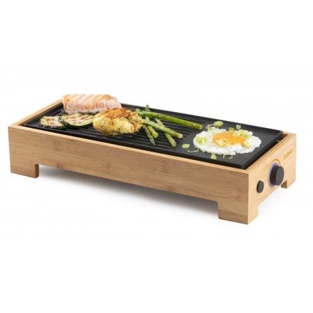 DOMO Bamboo Style Elektryczny grill stołowy Plancha (36x14cm/1000W) DO9270G