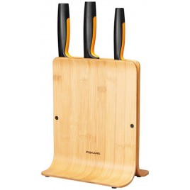Fiskars Functional Form Zestaw 3 noży w bambusowym bloku 1057553