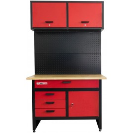 Holzmann Stół warsztatowy z szafką ścienną i tablicą narzędziową(300kg/1200x600mm) WHL1200