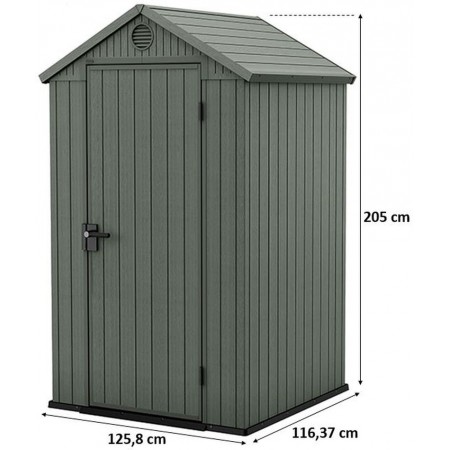 KETER DARWIN 4 x 4 Domek ogrodowy, 125,8 x 116,37 x 205 cm, zielony 17212741
