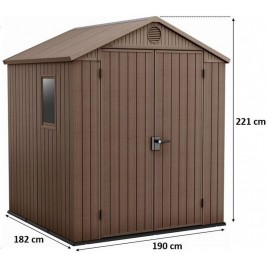 KETER DARWIN 6 x 6 Domek ogrodowy, 190 x 182 x 221 cm, brązowy 17210353
